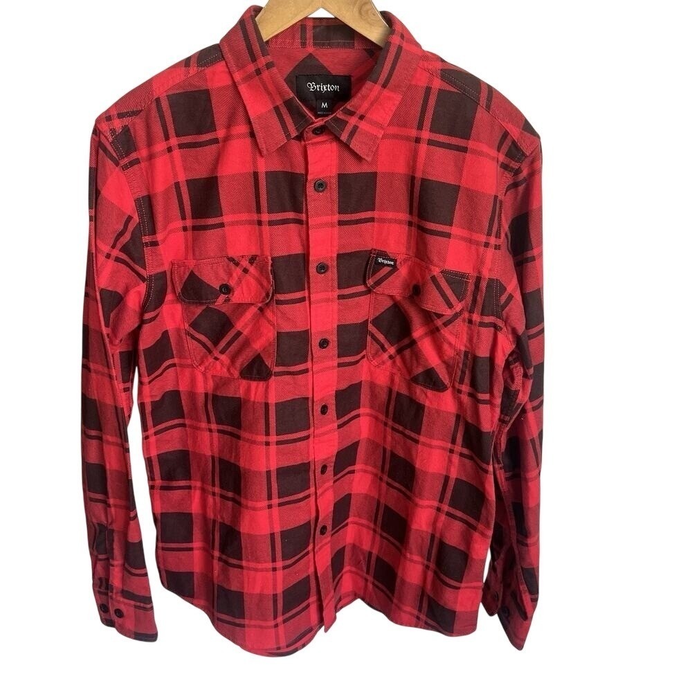 Brixton Button Down Long Sleeve Flannel Shirt Plaid Mens Medium